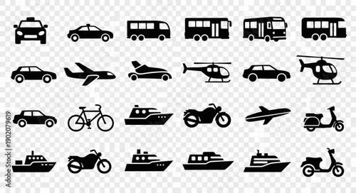 Collection of Transportation Icons and Symbols.