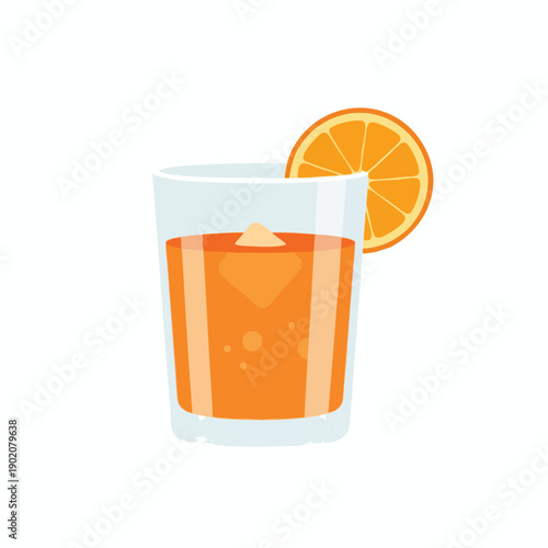 Orange Cocktail Glass with Ice