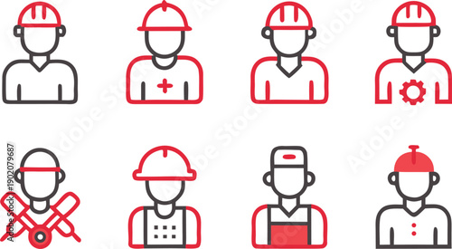 handyman web icons set in line style editable on white background