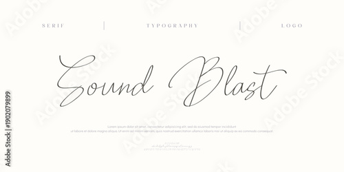 Sound Blast, Elegant Script logo alphabet letters font. Typography luxury classic lettering serif fonts decorative vintage retro logos and number. vector illustration
