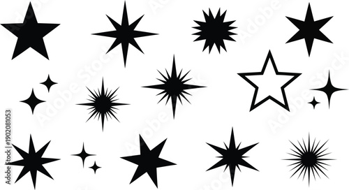 Collection of twinkling stars, celestial bodies and constellations, abstract starry night background