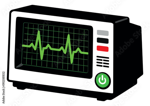 Simple illustration of a medical monitor depicting a heartbeat for healthcare concepts