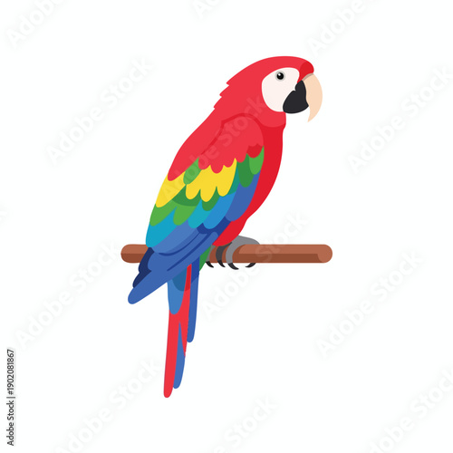 Vibrant Red Parrot on Branch