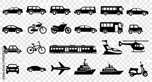 Collection of Transportation Icons Silhouettes.
