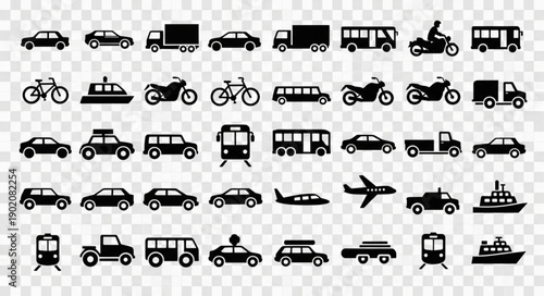 Collection of Transportation Icons Silhouettes.
