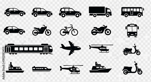 Collection of Transportation Icons Silhouettes.