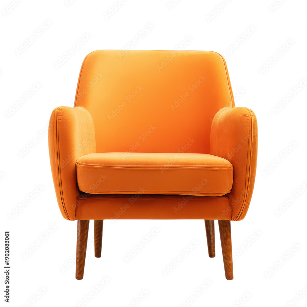 Fototapeta premium A vibrant orange chair with wooden legs