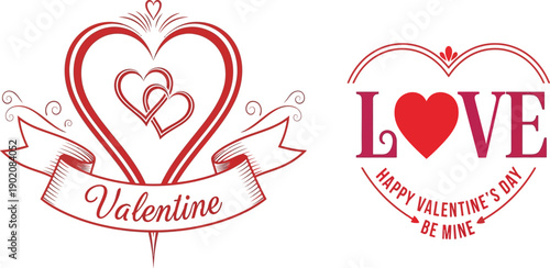Valentine's Day Love Hearts Banner Design, Romantic Symbolism