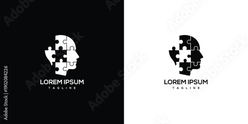 Puzzle Head Logo Brain Mind Solution Psychology Concept.