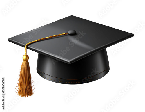 Mortarboard Hat Seen from Below, Dramatic Perspective, Education Symbol, Isolated