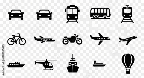 Collection of Transportation Icons Vector Graphics.