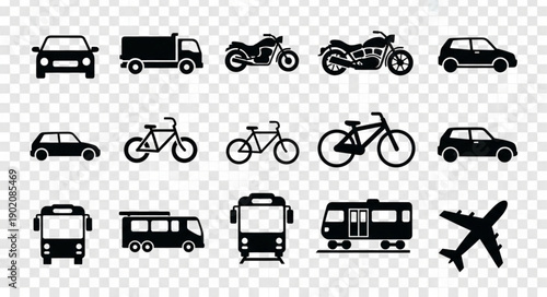 Collection of Transportation Icons Vector Graphics.