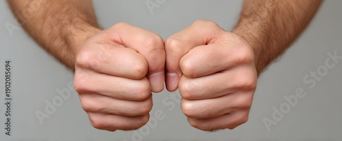Frustrated hands clench tightly expressing intense inner turmoil and restrained tension.