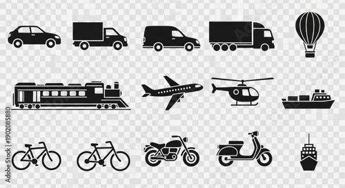 Collection of Transportation Icons Vector Illustration.