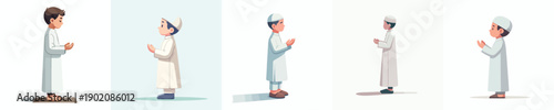 vector islamic man standing gesture praying side view