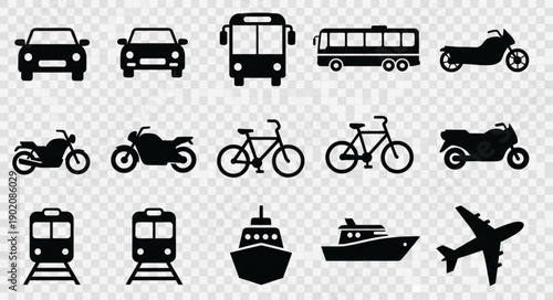 Collection of Transportation Icons Vector Illustration.
