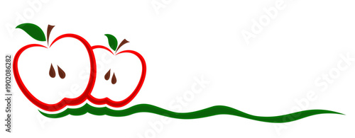 Stylized symbol of red apples.
