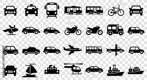 Collection of Transportation Icons Vector Art.