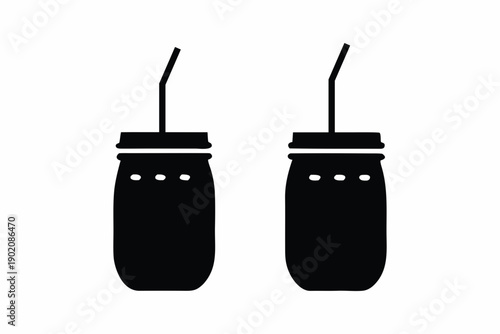 Smoothie jars silhouette vector illustration isolated on white background