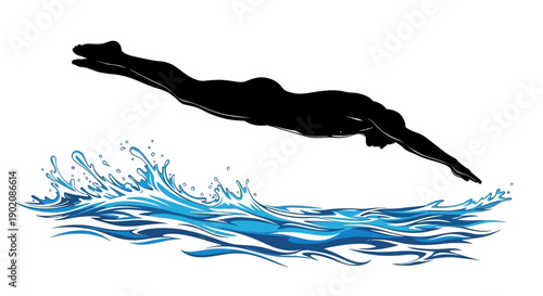 Diver plunges into refreshing blue water with dynamic splash