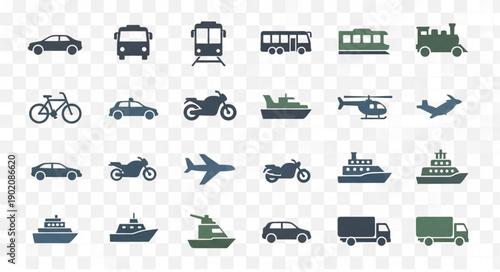 Collection of Transportation Icons Vector Art.