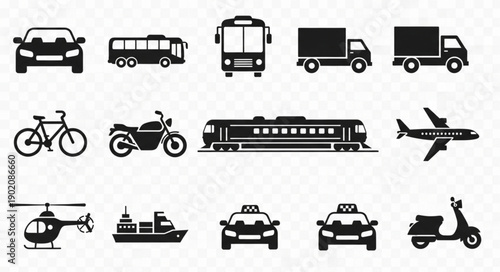 Collection of Transportation Icons Vector Art.