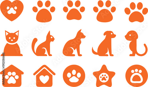 set of animal paws on a white background