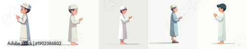 vector islamic man standing gesture praying side view