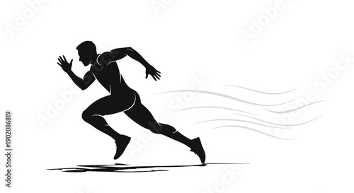 Dynamic runner in motion with speed lines