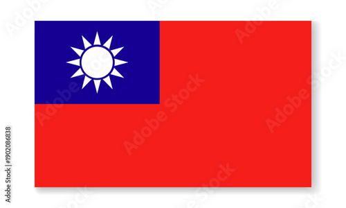 Taiwan national flag in flat style. Vector flat background.