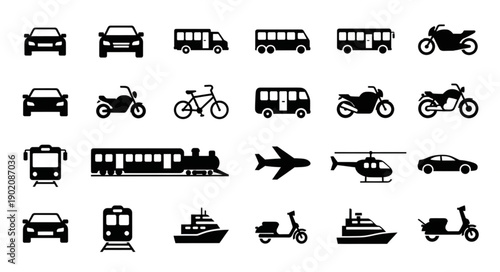 Collection of Transportation Icons Vector Art.