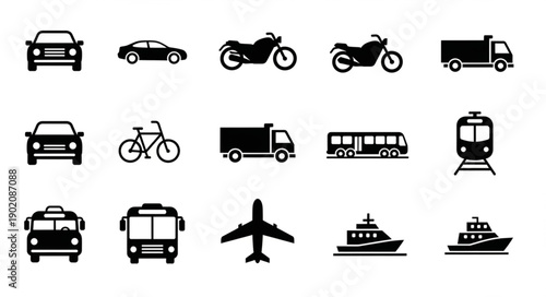 Collection of Transportation Icons Vector Graphic.