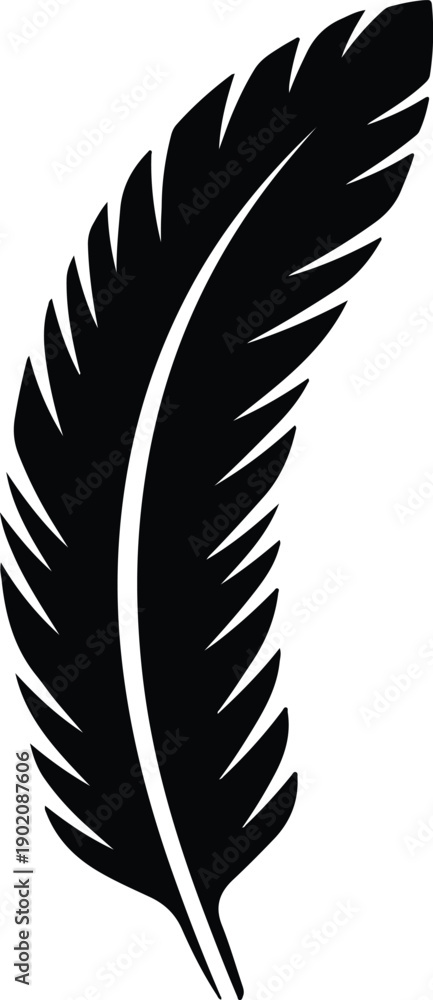 Obraz premium silhouette black bird feather icon isolated on white background vector design