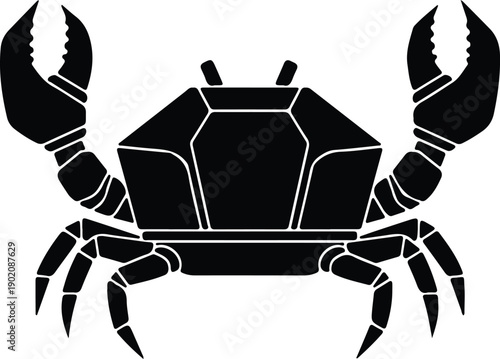 silhouette black crab with large claws for seafood logo vector design