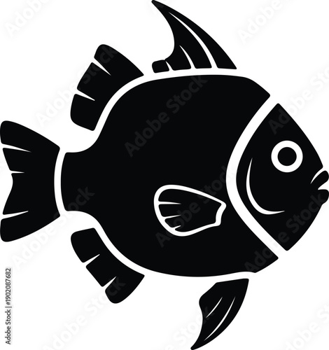 Quadro su tela silhouette black fish icon representing marine life and seafood vector design