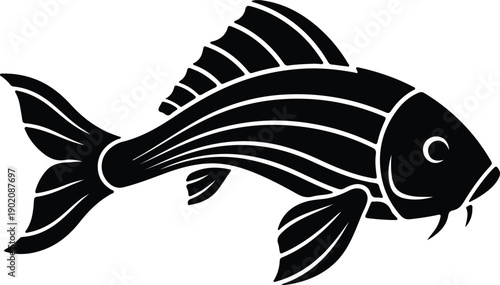 silhouette black fish profile icon for fishing and marine vector design