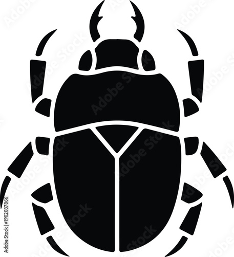 silhouette black scarab beetle insect isolated on white background vector design