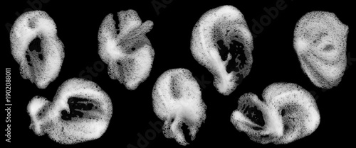 Photos Soap foam and bubble texture collection isolated on black background