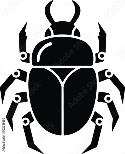 silhouette futuristic beetle bug logo with mechanical jointed legs vector design