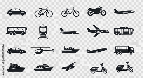Collection of Transportation Icons Vector Set.