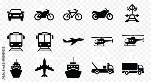 Collection of Transportation Icons Vector Set.