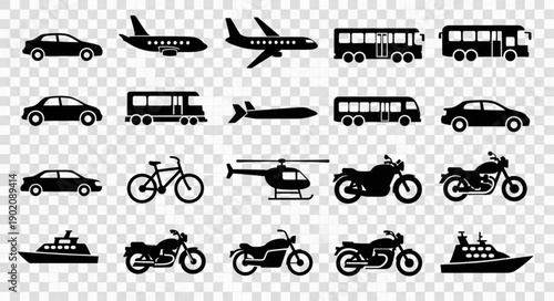 Collection of Transportation Icons Vector Illustration.