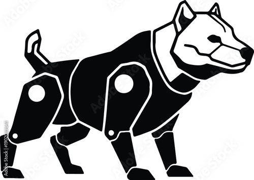 silhouette mechanical robot dog icon for futuristic technology and innovation vector design