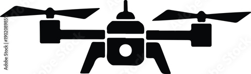 silhouette modern aerial drone icon for technology and surveillance vector design