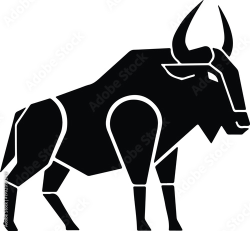 silhouette of a powerful wild gaur standing in profile view vector design
