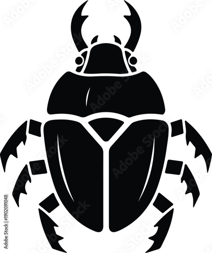 silhouette stag beetle insect with large mandibles and hard shell vector design