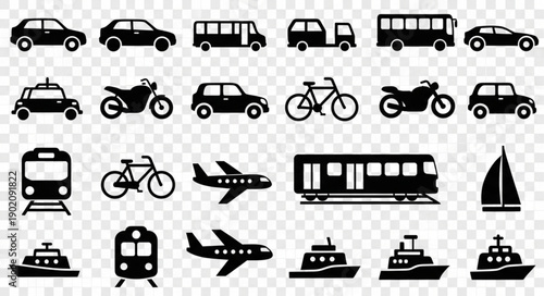 Collection of Transportation Icons Vector Set.