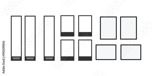 Minimal Blank Photo Frame and Polaroid Template Set Isolated on White Background .