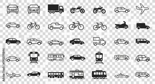 Collection of Transportation Icons Vector Set.