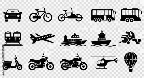 Collection of Transportation Icons Vector Set.